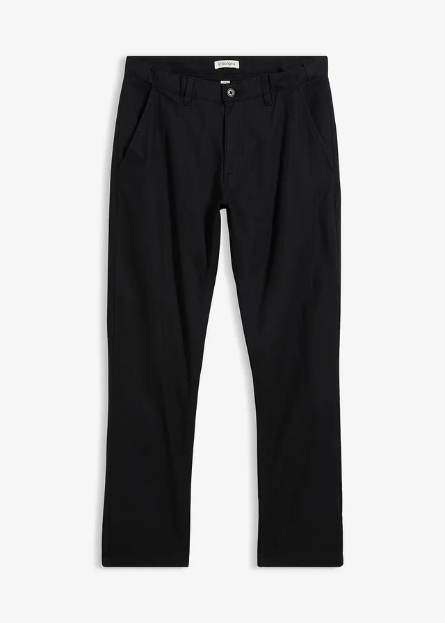 Pantalon chino regular en lin mélangé, droit