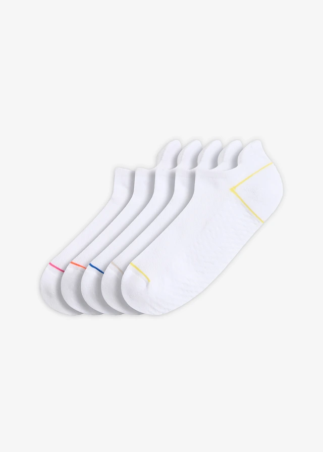 Lot de 5 paires de chaussettes de sport, Couleur: blanc/multicolore