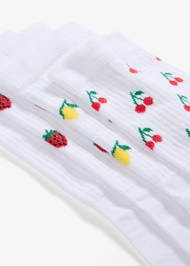 Tennissokken met biologisch katoen (5 paar) • wit + allover print • product-page.page-title-suffix