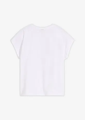 T-shirt z czystej bawełny organicznej, kolor: biały w kwiaty