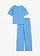 T-shirt en jersey broek (2-dlg. set) van een elastische katoenmix, Kleur: middenblauw