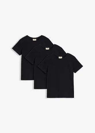 Lot de 3 T-shirts 100% coton, Couleur: noir