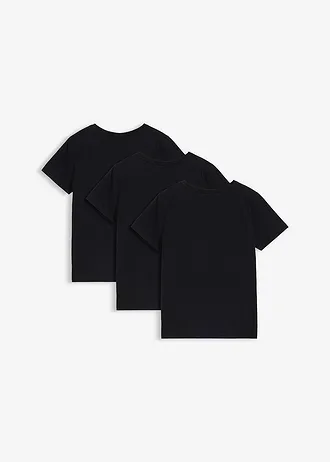 T-shirt z czystej bawełny organicznej (3 szt.) • czarny • sklep bonprix