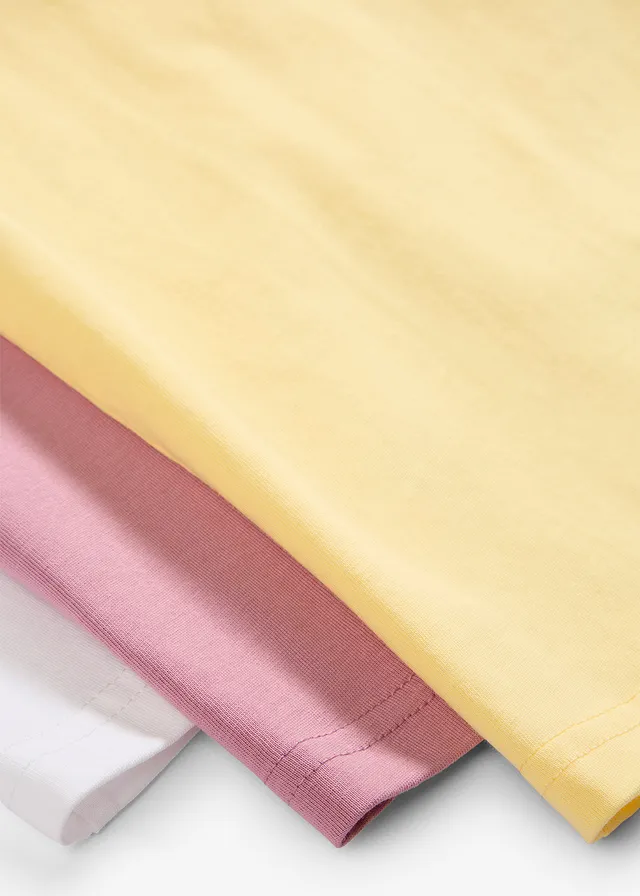 Tricou din bumbac organic 100% (set/3 buc.) • mov+galben deschis+alb • magazin bonprix