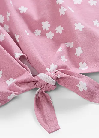 Lot de 2 T-shirts manches coude extensibles • bleu moyen-mauve imprimé + mauve-blanc floral • Boutique bonprix