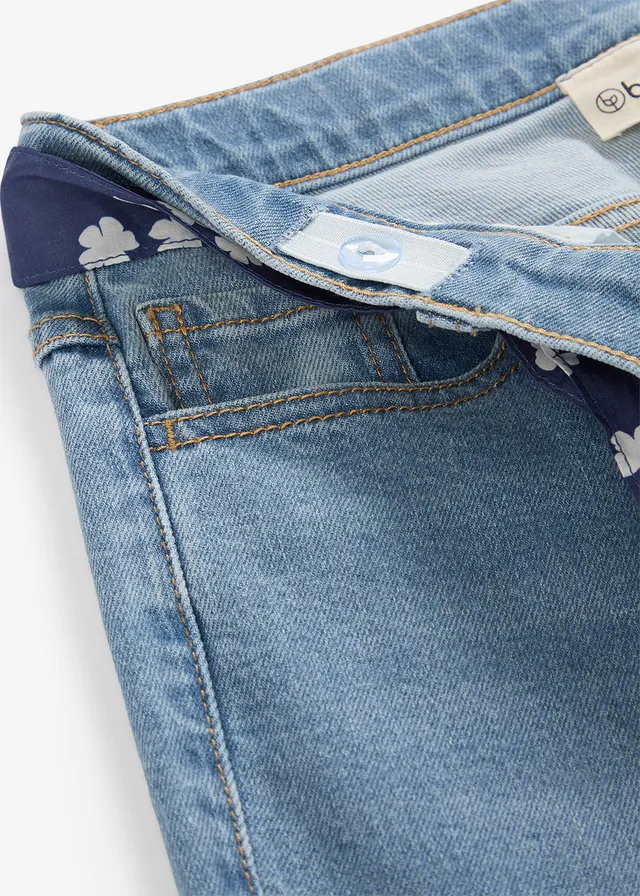 Flared jeans met ceintuur, mid waist (2-dlg. set), Kleur: lichtblauw denim