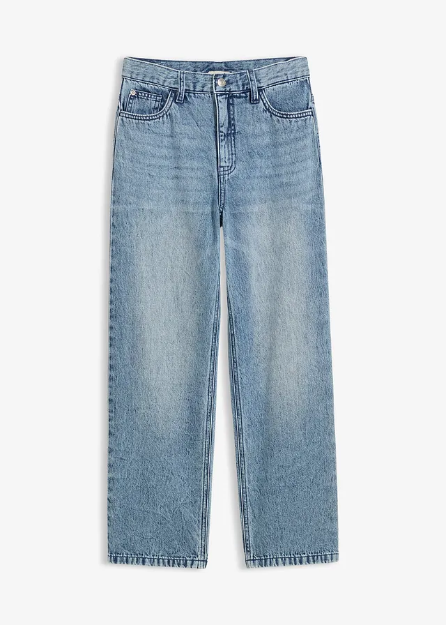 Džíny Loose Fit s nastavitelným pasem, Straight, barva: modrý denim used