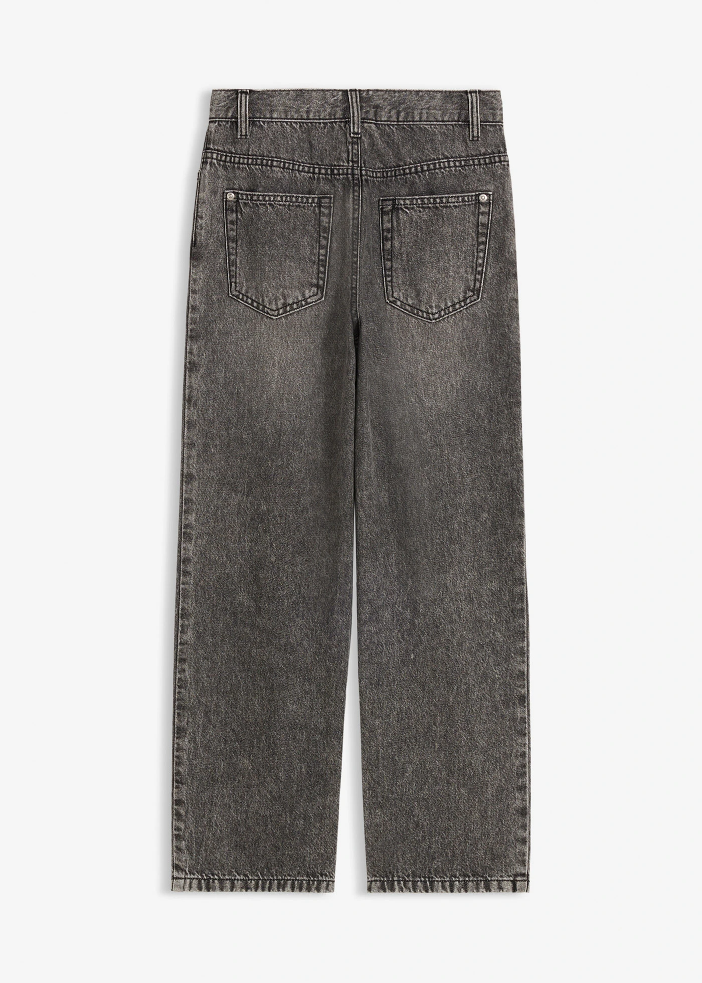 Loose fit jeans met verstelbare band, straight • zwart denim used • bonprix online shop