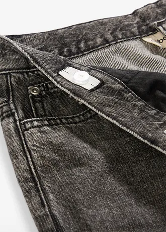 Jeansy loose fit z regulowaną talią, straight, kolor: czarny denim "used"