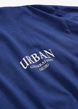 Oversized T-shirt van biologisch katoen met print op de rug • middernachtblauw met print • bonprix online shop