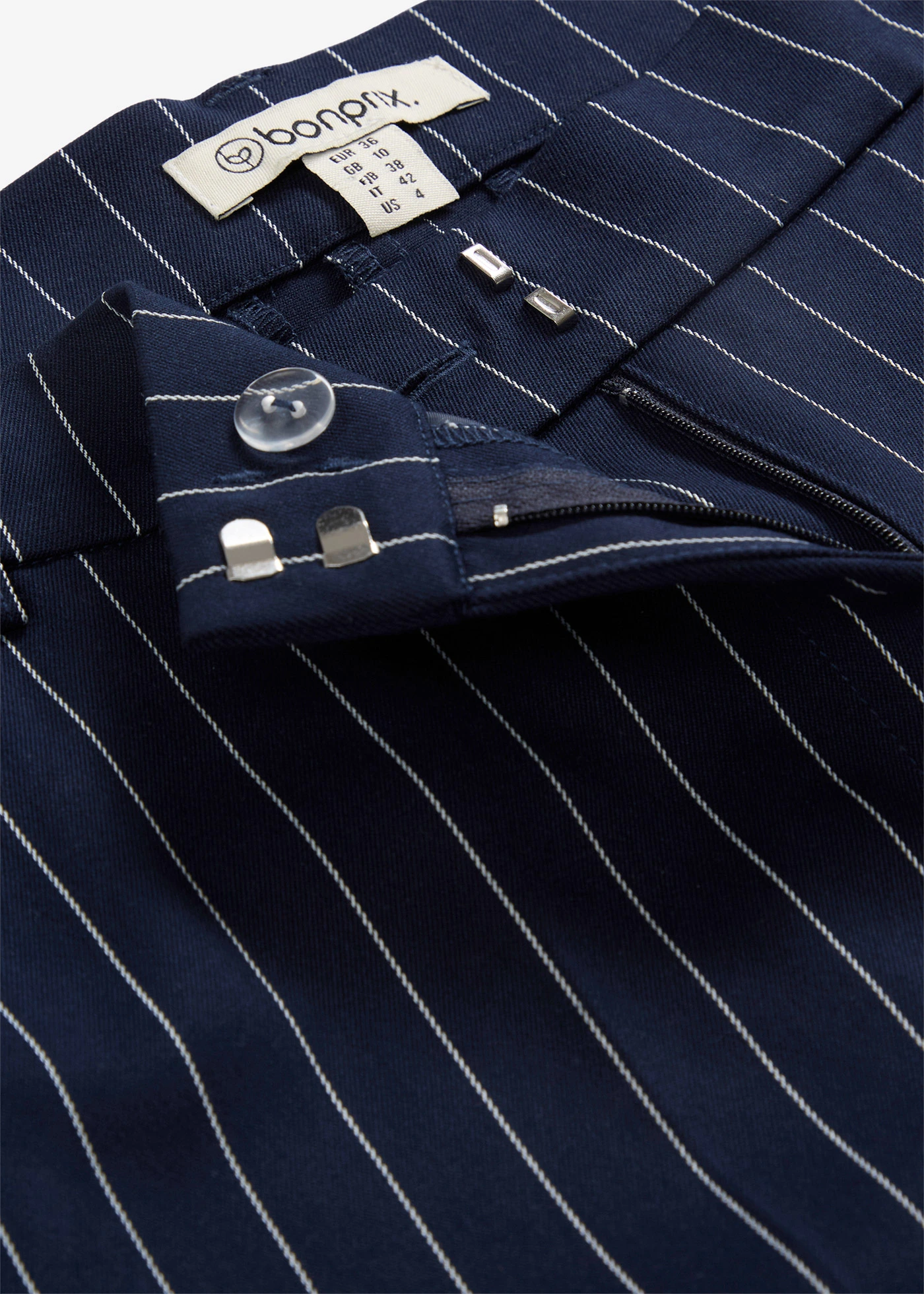 Nohavice Marlene s pásikmi • tmavomodrá/biela vlna pásikovaná • obchod bonprix