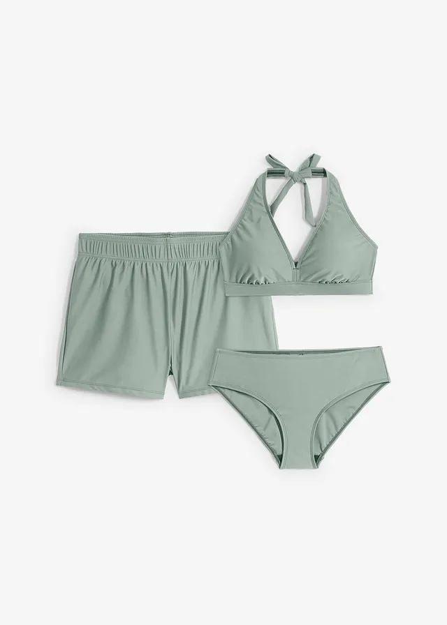 Costum de baie cu slip și pantaloni scurți (set/3piese) • vernil • magazin bonprix