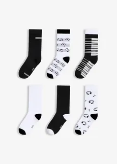 Lot de 6 paires de chaussettes • noir-blanc motif • Boutique bonprix