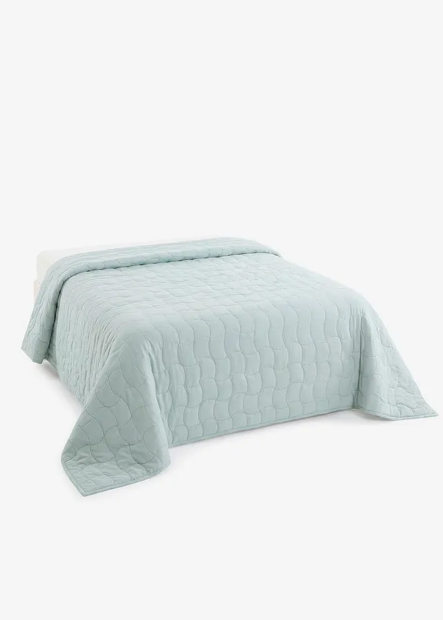 Sprei met moderne stiksels, Kleur: mint
