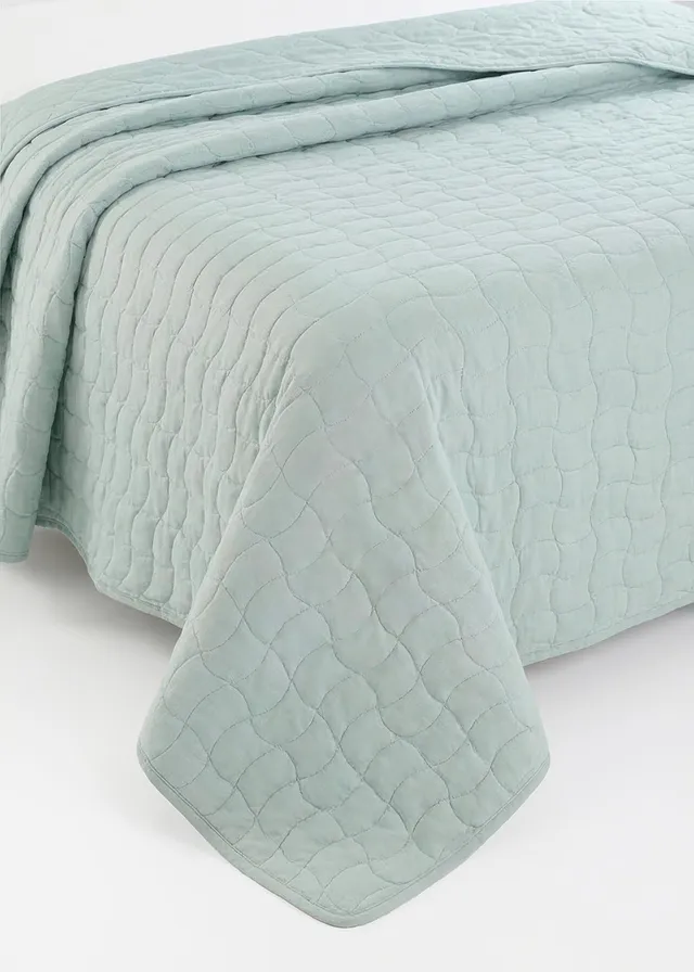 Sprei met moderne stiksels, Kleur: mint