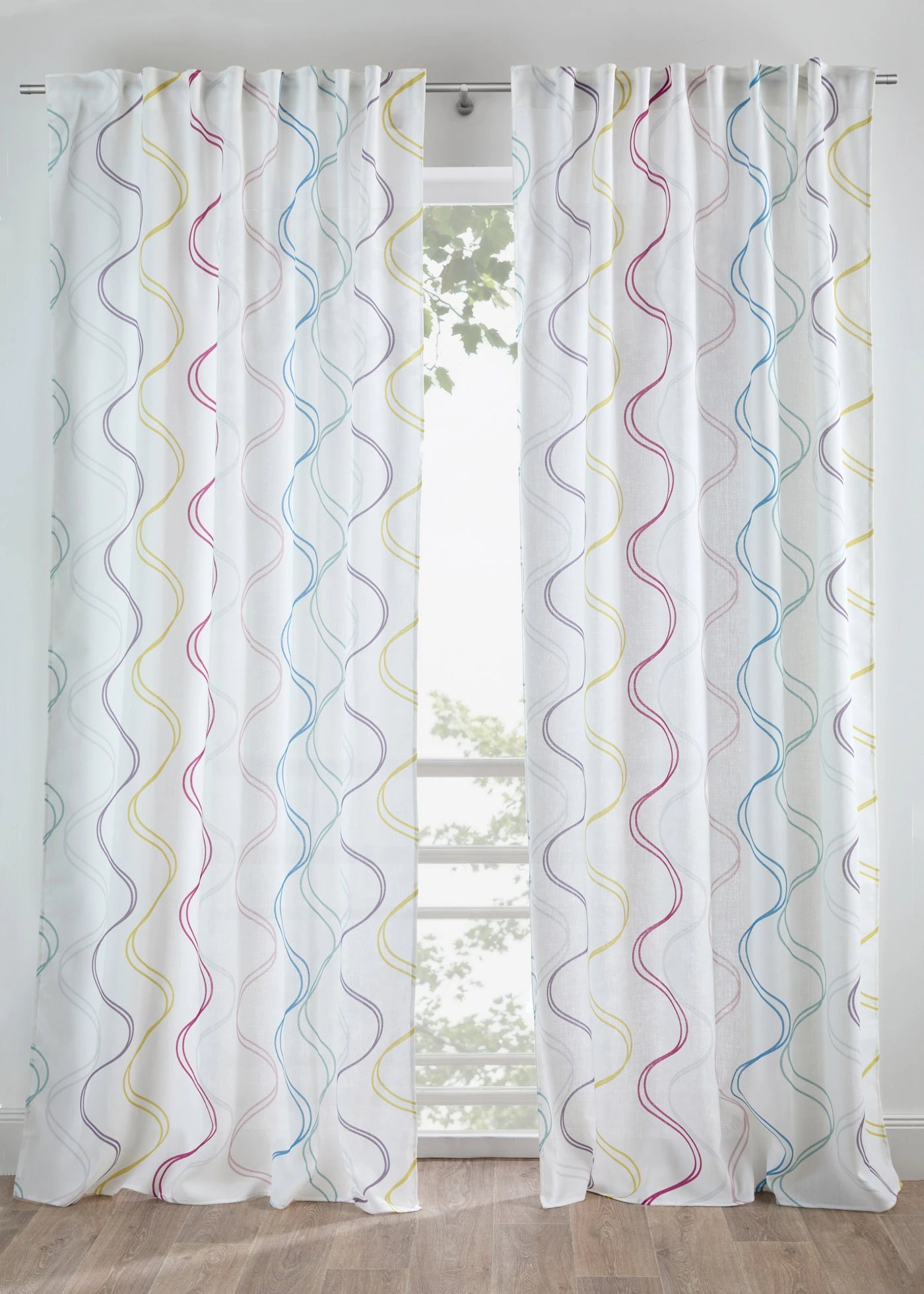 Gordijn met golvenprint (1 stuk) • meerkleurig wit • bonprix online shop