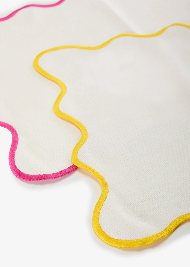 Placemats met golvende rand (set van 2) • wit-roze-wit-geel • product-page.page-title-suffix