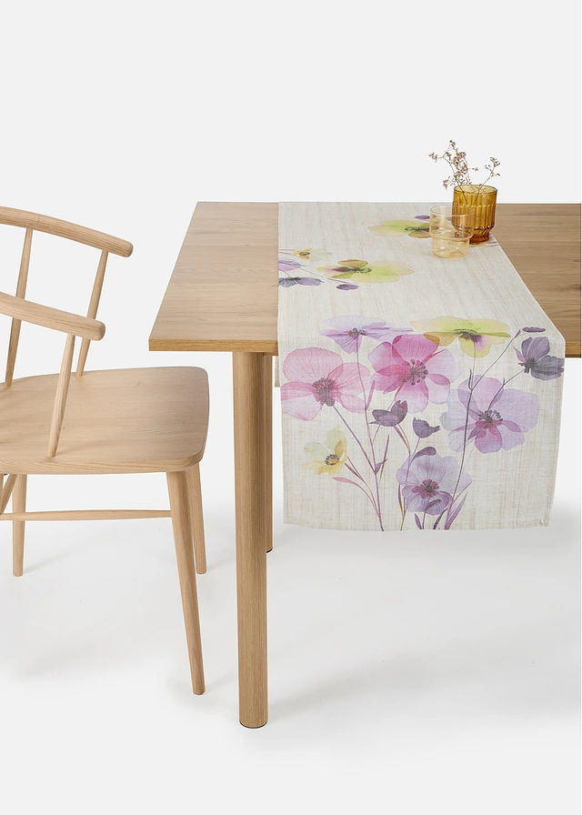 Tafelloper met linnen • paars-crème-geel • product-page.page-title-suffix