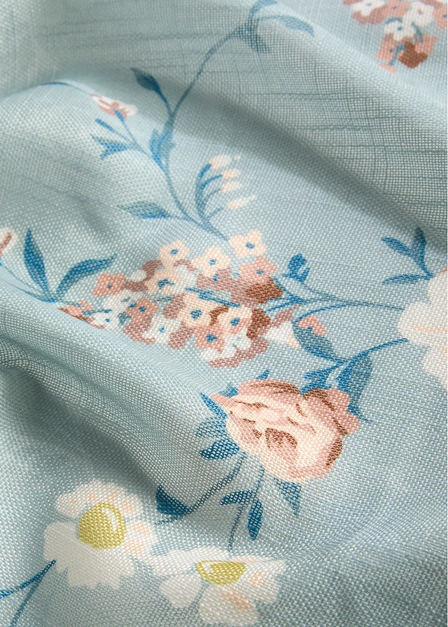 Gordijn met bloemenprint (1 stuk), Kleur: lichtgroen-wit...