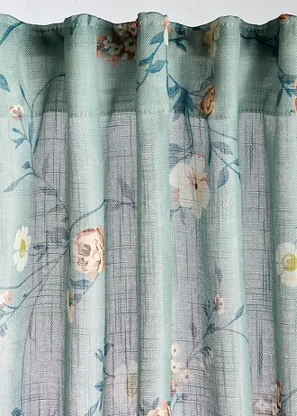 Gordijn met bloemenprint (1 stuk) • lichtgroen-wit... • bonprix online shop