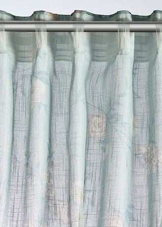 Gordijn met bloemenprint (1 stuk) • lichtgroen-wit... • bonprix online shop