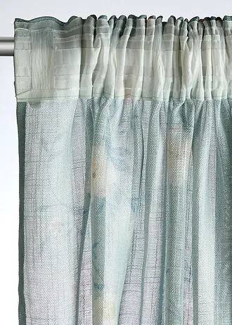 Draperie cu imprimeu floral (1 buc) • verde deschis/ alb • magazin bonprix