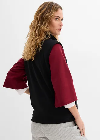 3-in-1 zwangerschapsbodywarmer met draagzak van fleece, Kleur: zwart