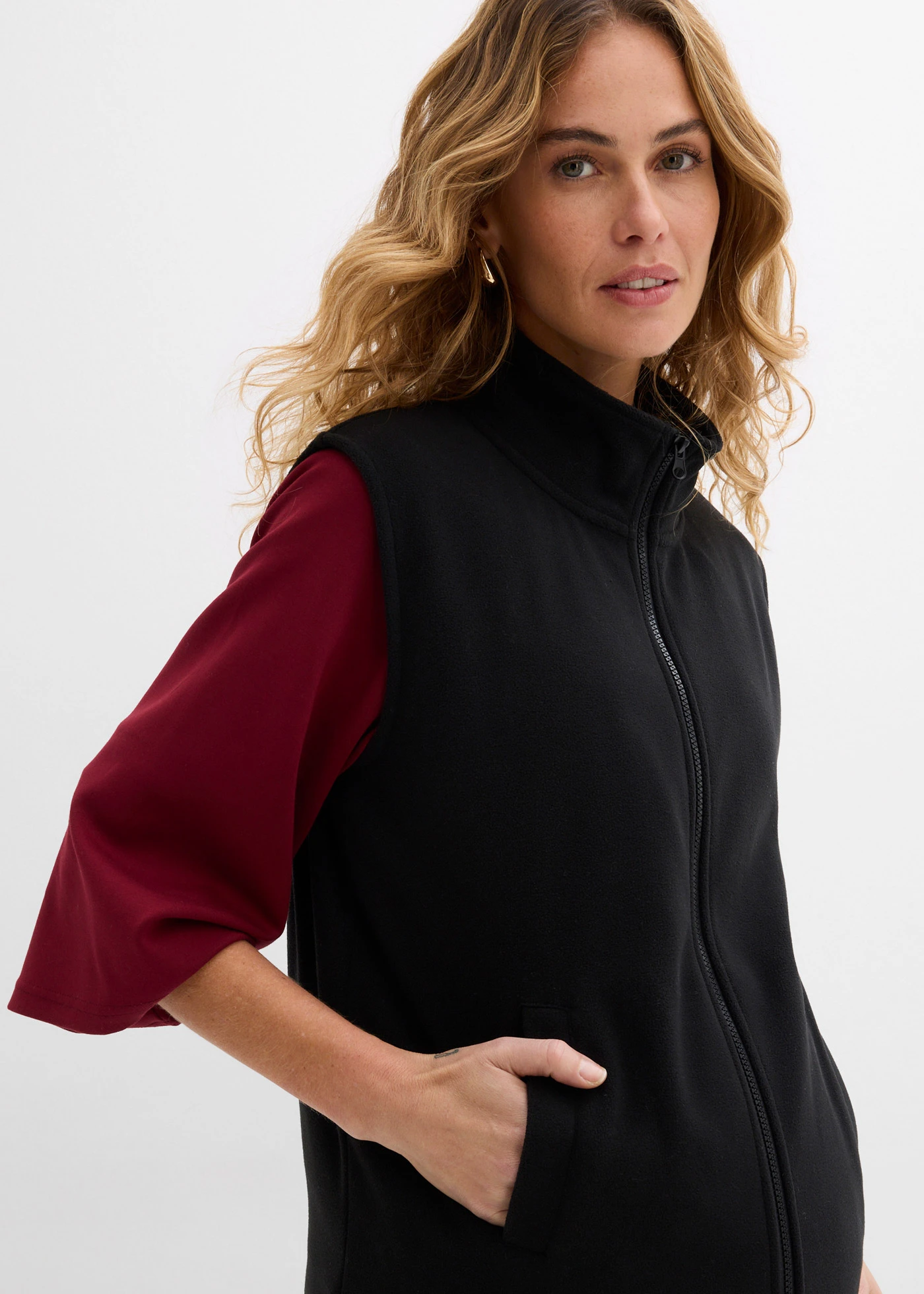 Gilet sans manches de grossesse et portage en polaire • noir • Boutique bonprix