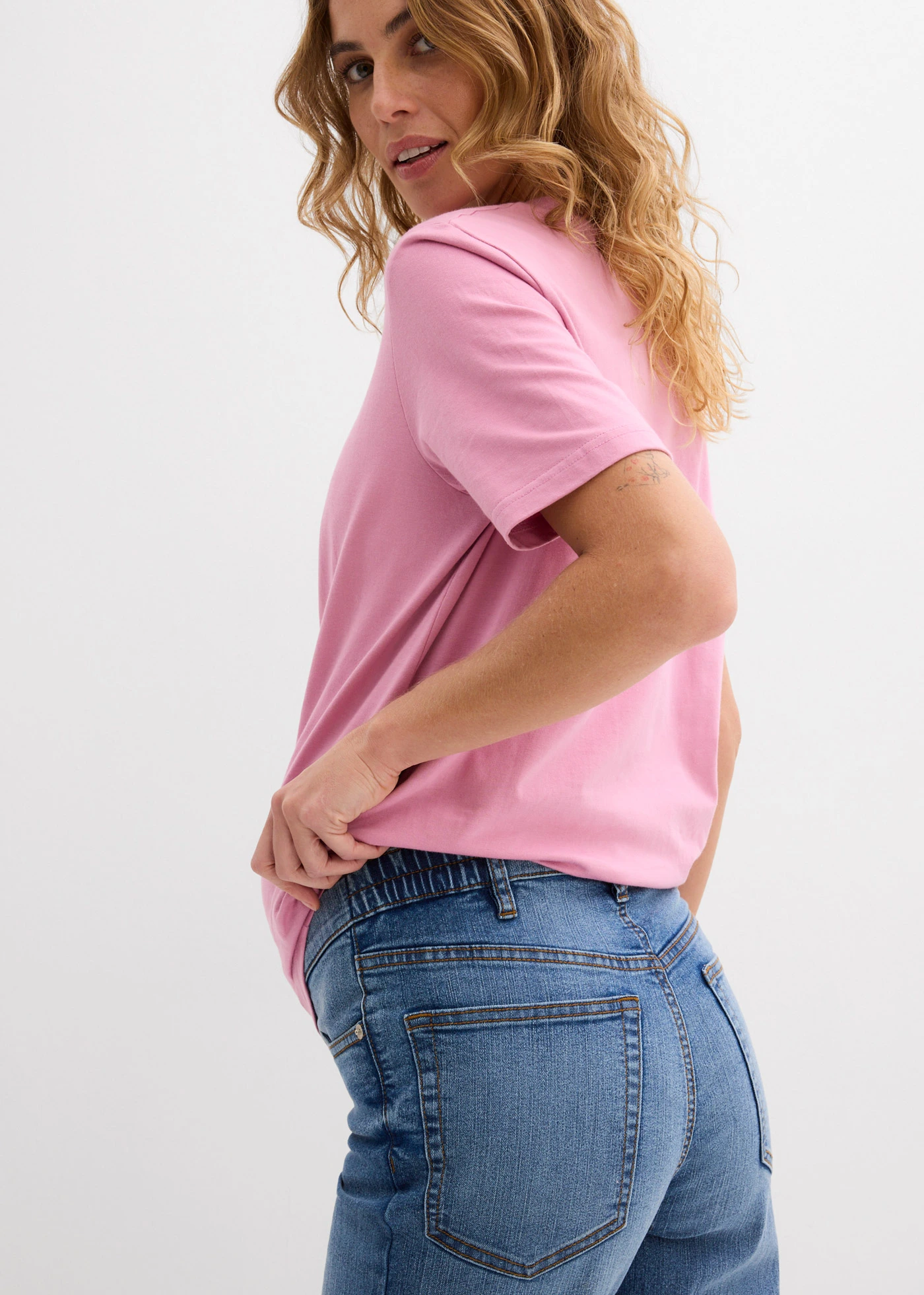 2-in-1 zwangerschapsjeans voor tijdens en na de zwangerschap, loose fit • donkerblauw denim • bonprix online shop