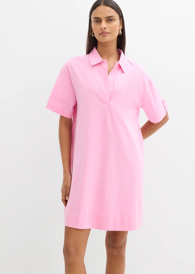 Robe-chemise en coton extensible, Couleur: rose