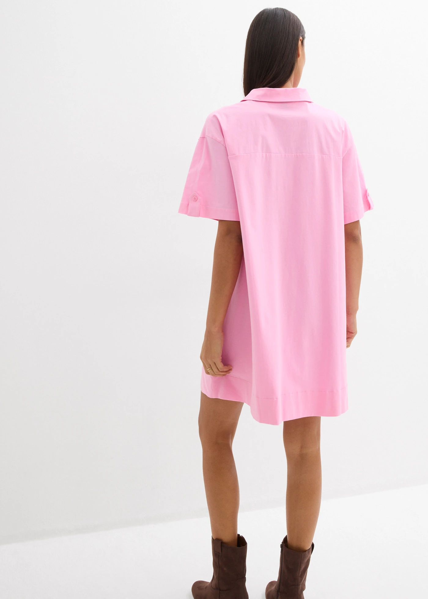 Robe-chemise en coton extensible • rose • Boutique bonprix