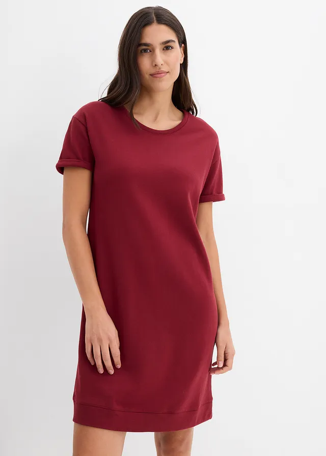 Robe sweat, Couleur: rouge rubis