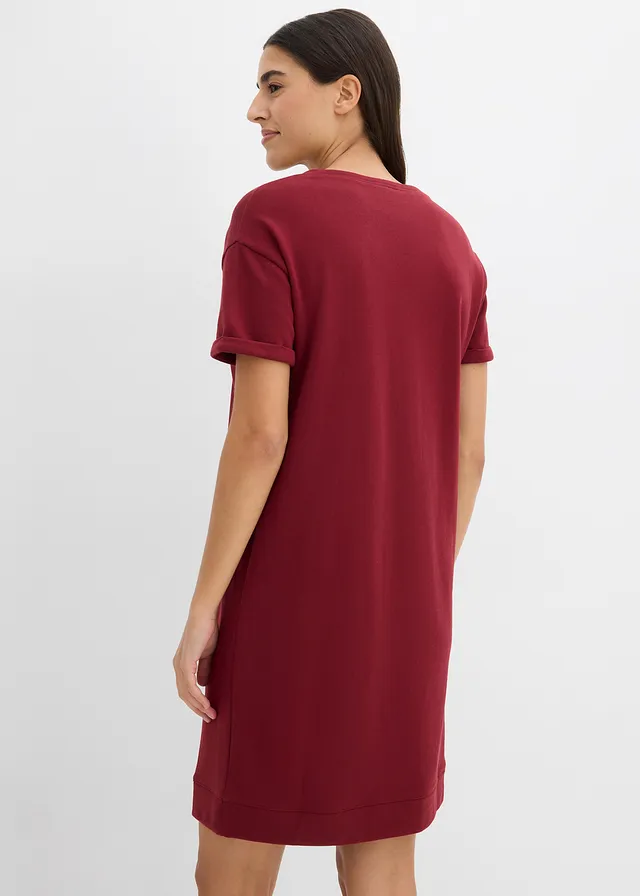 Robe sweat, Couleur: rouge rubis