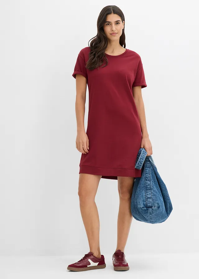 Robe sweat, Couleur: rouge rubis