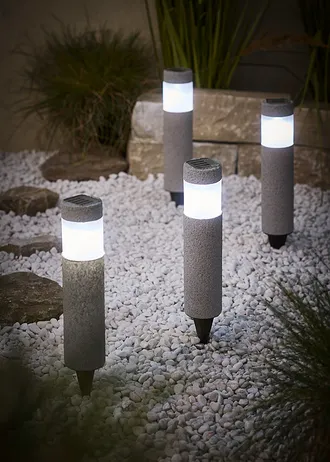 Lot de 4 lampes déco solaires de chemin • gris clair • Boutique bonprix