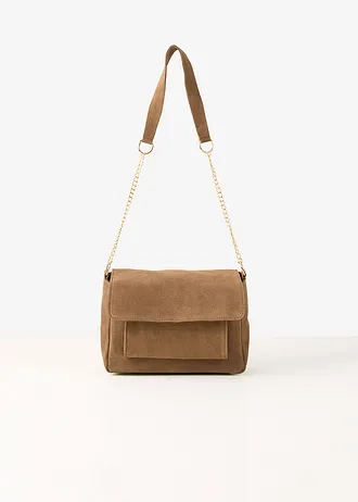 Schoudertas van suède, Kleur: bruin