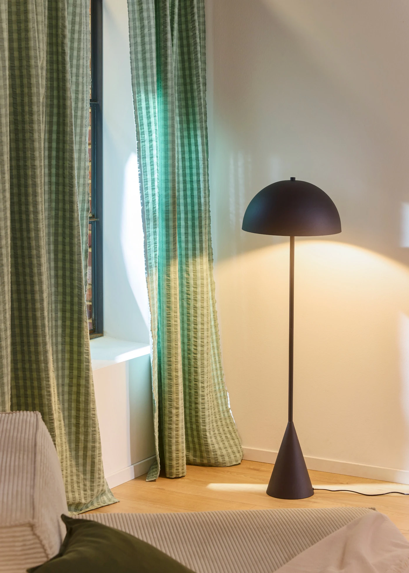 Draperie din bumbac organic cu textură seersucker (1 buc.) • verde-salvie • magazin bonprix