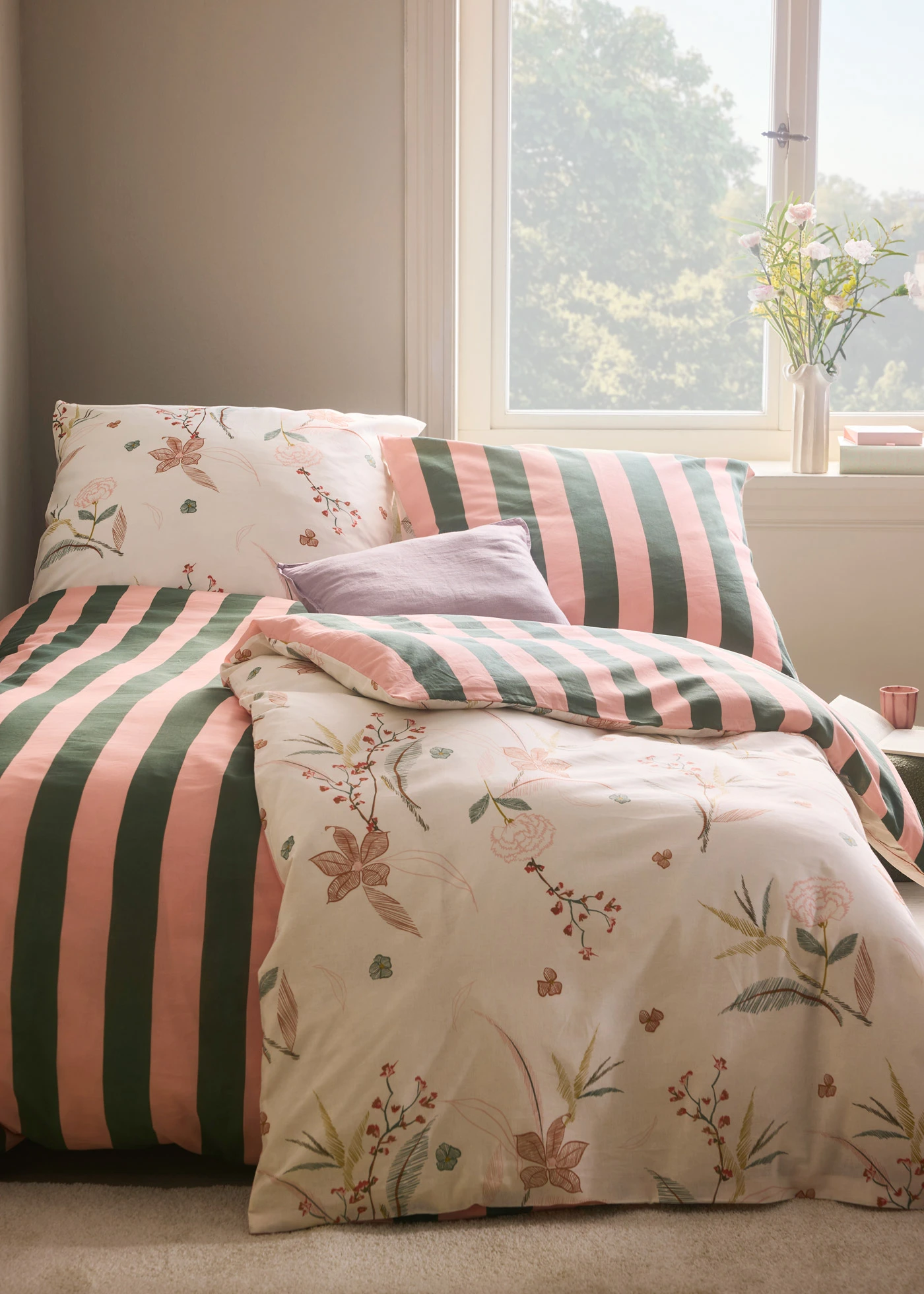 Lenjerie de pat reversibilă din linou • crem • magazin bonprix