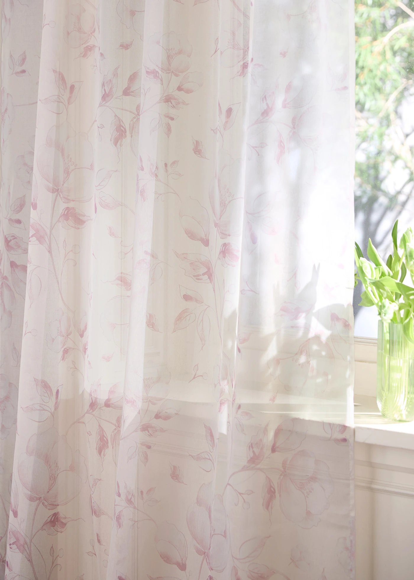 Perdea cu imprimeu floral (1 buc.) • crem-roz deschis • magazin bonprix