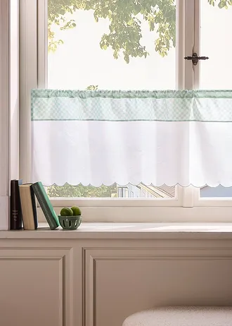 Brise-bise en coton à carreaux • vert sauge-crème • Boutique bonprix