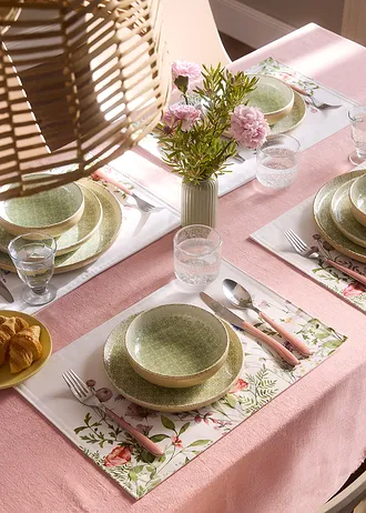 Set de masă cu imprimeu cu flori ( 4 buc.) • alb/colorat • magazin bonprix