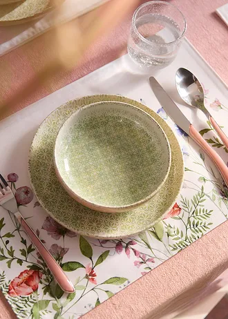 Lot de 4 sets de table à imprimé floral • multicolore-blanc • Boutique bonprix