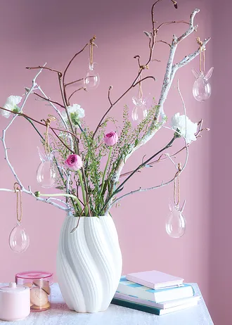 Lot de 6 lapins à suspendre en verre • non teint • Boutique bonprix