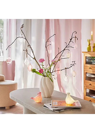 Hangdecoratie van glazen eieren (set van 6) • donkergrijs-roze-lichtgrijs • bonprix online shop