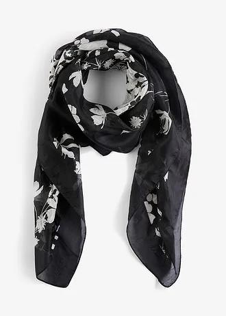 Foulard en soie à imprimé floral • noir - beige • Boutique bonprix