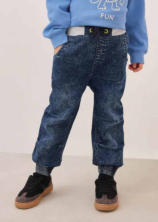 Regular fit jeans met een elastische band • blauw denim used • product-page.page-title-suffix