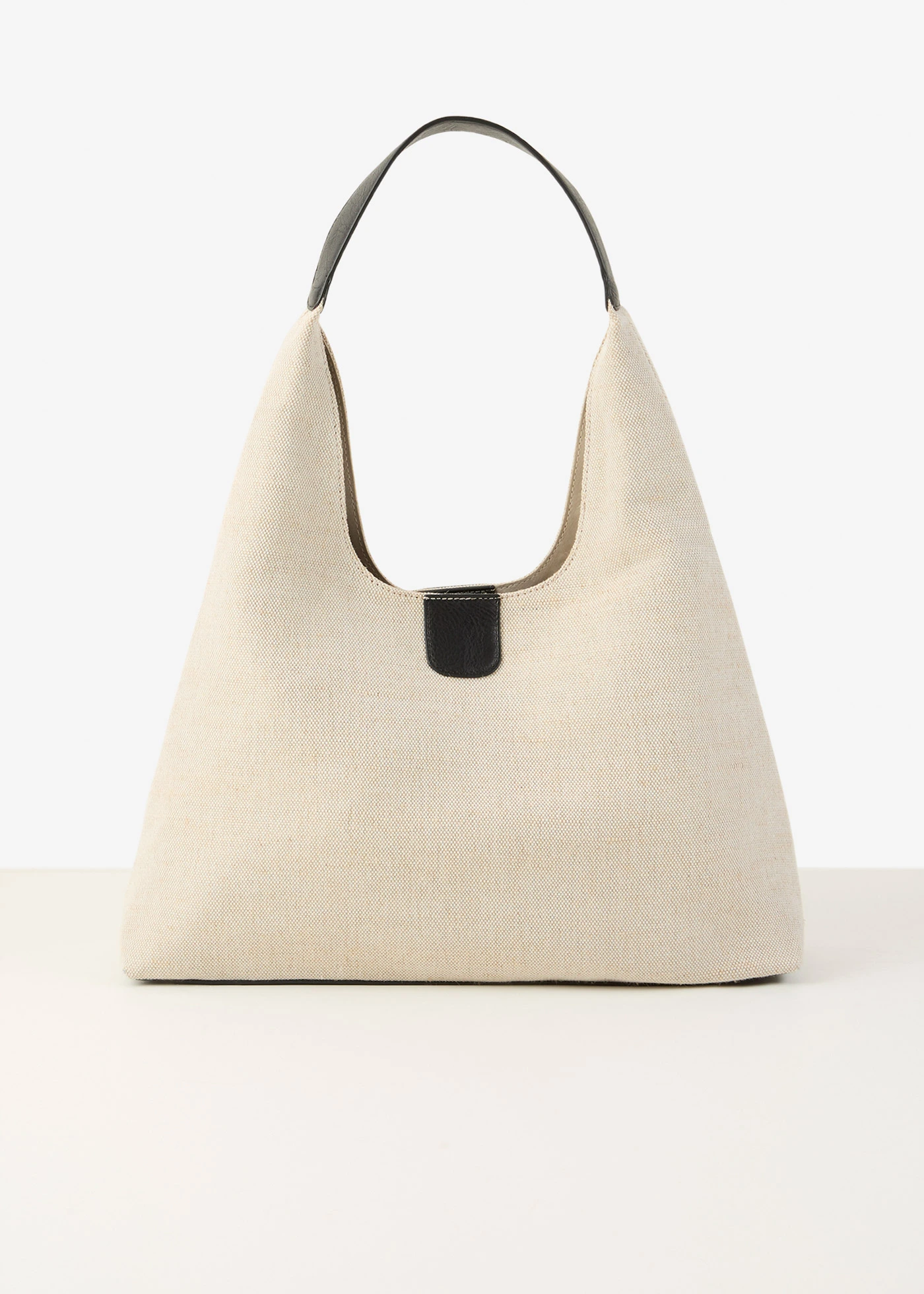 Sac seau en lin mélangé • beige naturel-noir • Boutique bonprix