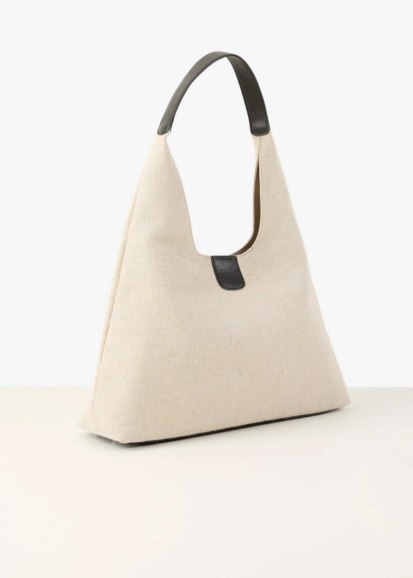 Sac seau en lin mélangé • beige naturel-noir • Boutique bonprix