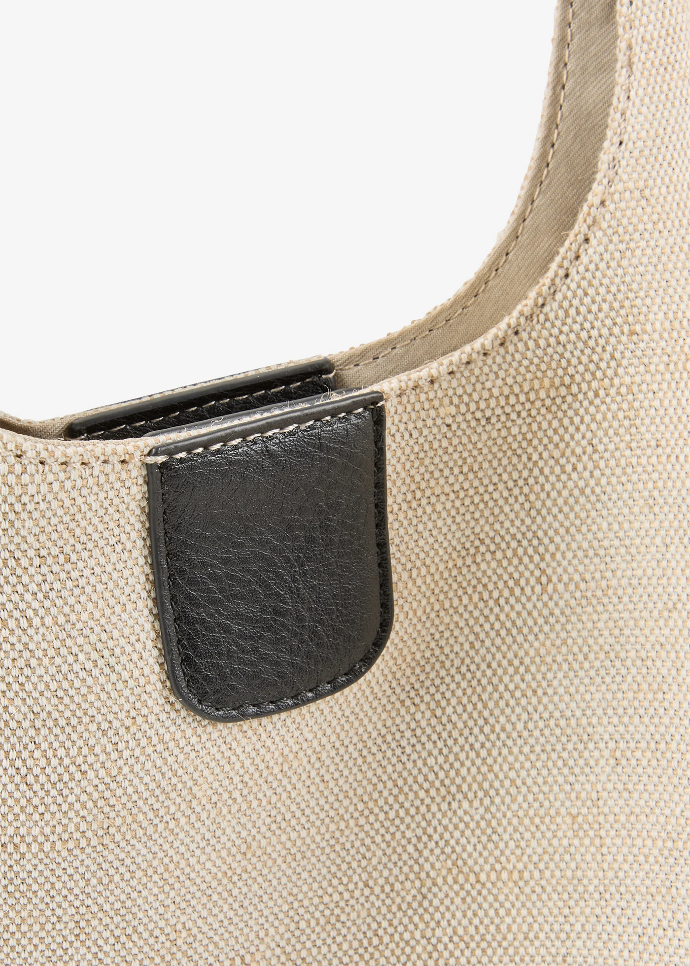 Sac hobo en lin mélangé • beige naturel-noir • Boutique bonprix