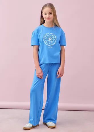 T-shirt et pantalon (ens. 2 pces) en coton extensible, Couleur: bleu moyen